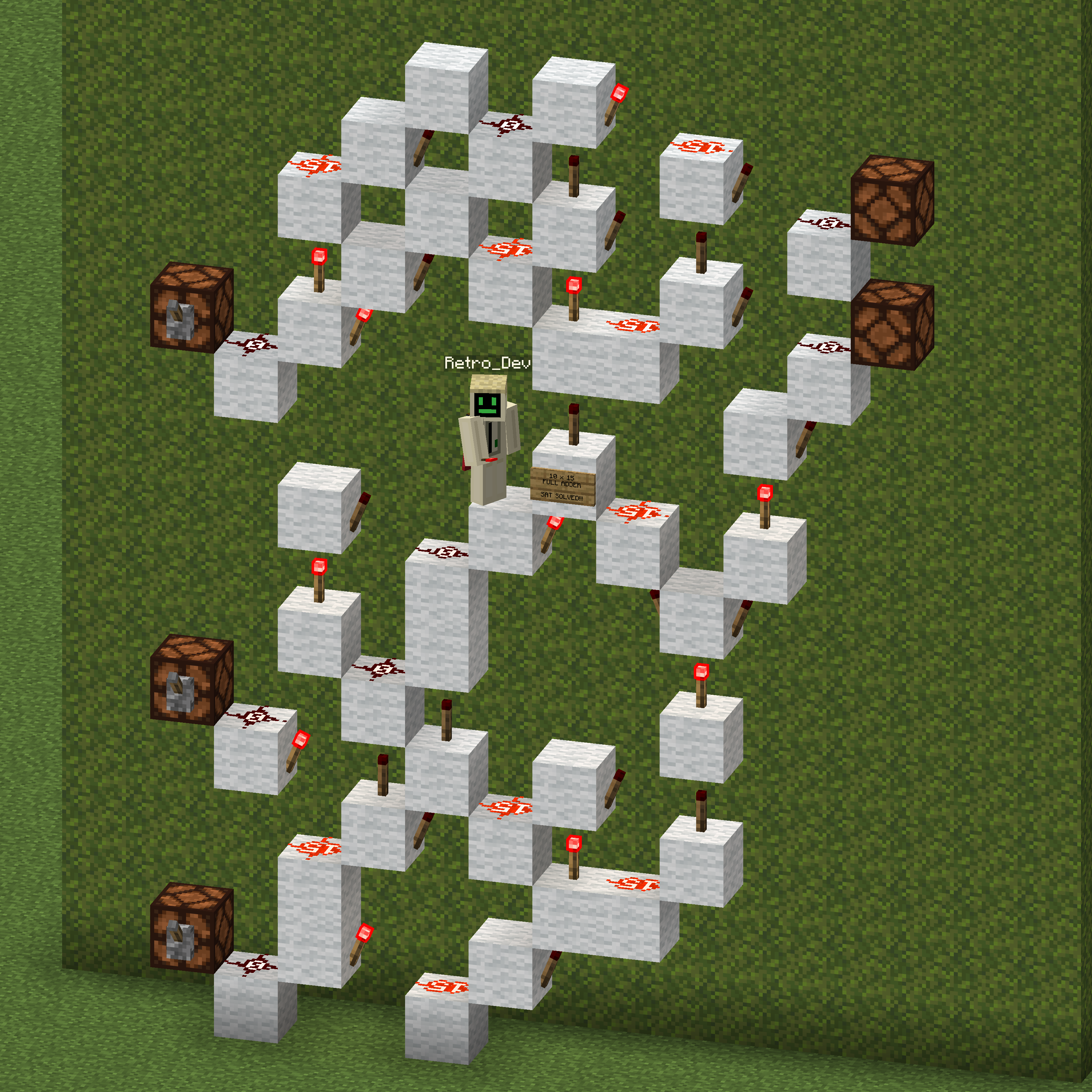 One-wide full adder, stacks horizontally